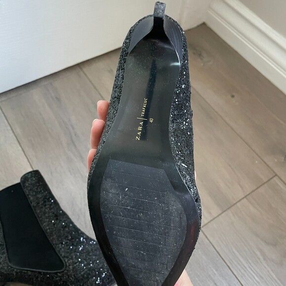 Zara "Meteor" black sparkly glitter High Heel stiletto Booties boots - Picture 3 of 8